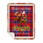 Personalized Gift Plaid Tartan Blanket Clan Wishart With Moose Lover Xmas Gift Santa Riding Buffalo Plaid Christmas Sherpa Blanket