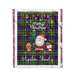 Personalized Gift Tartan Plaid Blanket Clan Ayrshire With Funny Santa Snowman Reindeer Merry Christmas Fleece Blanket, Home Living Room, Plaid Blanket, Tartan Blanket, Scottish Blanket, Buffalo fleece blanket, Christmas Blanket