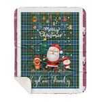 Personalized Gift Tartan Plaid Blanket Clan Ogilvie Hunting Ancient With Funny Santa Snowman Reindeer Merry Christmas Gift Sherpa Blanket, blue plaid sherpa blanket,blue tartan sherpa blanket,Buchan,buffalo plaid sherpa blanket,christmas sherpa blanket,Christmas Throw Blanket