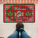 Doormat - Welcome Mat Scottish Clan Badge Chisholm Tartan Door Mat, Plaid Doormat With Thistle and Two Lion Scottish