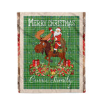Personalized Gift Plaid Tartan Blanket Clan Currie With Moose Lover Xmas Gift Santa Riding Christmas Fleece Blanket