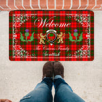 Doormat - Welcome Mat Scottish Clan Cairns Tartan Door Mat, Plaid Doormat With Thistle and Two Lion Scottish