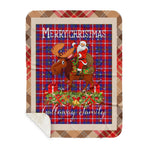 Personalized Gift Plaid Tartan Blanket Clan Galloway Red With Moose Lover Xmas Gift Santa Riding Buffalo Plaid Christmas Sherpa Blanket