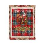 Personalized Gift Plaid Tartan Blanket Clan MacLeay With Moose Lover Xmas Gift Santa Riding Christmas Fleece Blanket