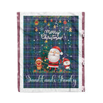 Personalized Gift Tartan Plaid Blanket Clan Sandilands With Funny Santa Snowman Reindeer Merry Christmas Fleece Blanket, Home Living Room, Plaid Blanket, Tartan Blanket, Scottish Blanket, Buffalo fleece blanket, Christmas Blanket