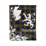 Scotstee Shop Tartan Plaid Fleece Blankets Thistle and Lion Scottish Clan Clelland Plaid Blanket