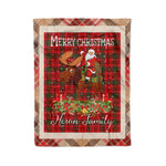 Personalized Gift Plaid Tartan Blanket Clan Heron With Moose Lover Xmas Gift Santa Riding Christmas Fleece Blanket