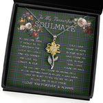To My Beautiful Soulmate Sunflower Necklace In Your Eyes I Have Found My Home Clan Ogilvie Hunting Tartan Jewelry For Girlfriend, Tartan Sunflower Pendant Necklace, Scottish Tartan Jewelry, valentine necklace, necklace girlfriend, necklace for wife, cute necklaces for girlfriend, jewelry for girlfriend, to my soulmate necklace, to my future wife necklace