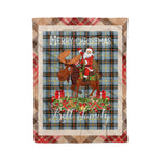 Personalized Gift Plaid Tartan Blanket Clan Bell With Moose Lover Xmas Gift Santa Riding Christmas Fleece Blanket