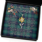 To My Beautiful Soulmate Sunflower Necklace In Your Eyes I Have Found My Home Clan Hardy Tartan Jewelry For Girlfriend, Tartan Sunflower Pendant Necklace, Scottish Tartan Jewelry, valentine necklace, necklace girlfriend, necklace for wife, cute necklaces for girlfriend, jewelry for girlfriend, to my soulmate necklace, to my future wife necklace