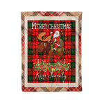 Personalized Gift Plaid Tartan Blanket Clan Kerr Modern With Moose Lover Xmas Gift Santa Riding Christmas Fleece Blanket