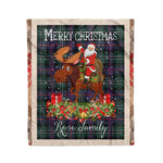 Personalized Gift Plaid Tartan Blanket Clan Rose Hunting Modern With Moose Lover Xmas Gift Santa Riding Christmas Fleece Blanket