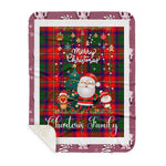 Personalized Gift Tartan Plaid Blanket Clan Charteris With Funny Santa Snowman Reindeer Merry Christmas Gift Sherpa Blanket, blue plaid sherpa blanket,blue tartan sherpa blanket,Buchan,buffalo plaid sherpa blanket,christmas sherpa blanket,Christmas Throw Blanket