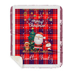 Personalized Gift Tartan Plaid Blanket Clan Hamilton With Funny Santa Snowman Reindeer Merry Christmas Gift Sherpa Blanket, blue plaid sherpa blanket,blue tartan sherpa blanket,Buchan,buffalo plaid sherpa blanket,christmas sherpa blanket,Christmas Throw Blanket