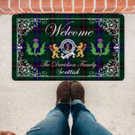 Doormat - Welcome Mat Scottish Clan Badge Davidson Tartan Door Mat, Plaid Doormat With Thistle and Two Lion Scottish