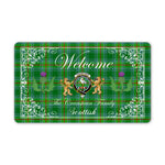Doormat - Welcome Mat Scottish Clan Cranstoun Ancient Tartan Door Mat, Plaid Doormat With Thistle and Two Lion Scottish