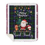 Personalized Gift Tartan Plaid Blanket Clan Mowat With Funny Santa Snowman Reindeer Merry Christmas Gift Sherpa Blanket, blue plaid sherpa blanket,blue tartan sherpa blanket,Buchan,buffalo plaid sherpa blanket,christmas sherpa blanket,Christmas Throw Blanket