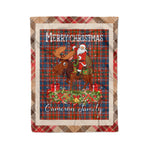 Personalized Gift Plaid Tartan Blanket Clan Cameron Of Lochiel Ancient With Moose Lover Xmas Gift Santa Riding Christmas Fleece Blanket