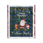 Personalized Gift Tartan Plaid Blanket Clan Cockburn Ancient With Funny Santa Snowman Reindeer Merry Christmas Fleece Blanket, Home Living Room, Plaid Blanket, Tartan Blanket, Scottish Blanket, Buffalo fleece blanket, Christmas Blanket