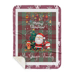 Personalized Gift Tartan Plaid Blanket Clan MacGregor Hunting Ancient With Funny Santa Snowman Reindeer Merry Christmas Gift Sherpa Blanket, blue plaid sherpa blanket,blue tartan sherpa blanket,Buchan,buffalo plaid sherpa blanket,christmas sherpa blanket,Christmas Throw Blanket