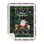Personalized Gift Tartan Plaid Blanket Clan Leslie With Funny Santa Snowman Reindeer Merry Christmas Gift Sherpa Blanket, blue plaid sherpa blanket,blue tartan sherpa blanket,Buchan,buffalo plaid sherpa blanket,christmas sherpa blanket,Christmas Throw Blanket
