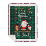 Personalized Gift Tartan Plaid Blanket Clan Ross Hunting Modern With Funny Santa Snowman Reindeer Merry Christmas Gift Sherpa Blanket, blue plaid sherpa blanket,blue tartan sherpa blanket,Buchan,buffalo plaid sherpa blanket,christmas sherpa blanket,Christmas Throw Blanket