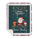 Personalized Gift Tartan Plaid Blanket Clan Broun Modern With Funny Santa Snowman Reindeer Merry Christmas Gift Sherpa Blanket, blue plaid sherpa blanket,blue tartan sherpa blanket,Buchan,buffalo plaid sherpa blanket,christmas sherpa blanket,Christmas Throw Blanket