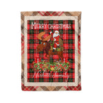 Personalized Gift Plaid Tartan Blanket Clan Nesbitt With Moose Lover Xmas Gift Santa Riding Christmas Fleece Blanket