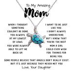 To My Amazing Mom Necklace From Son Little Boy You Taught Me Right Mom Birthday Gift For Her Mother's Day  Sea Turtle Necklace