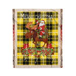 Personalized Gift Plaid Tartan Blanket Clan Barclay With Moose Lover Xmas Gift Santa Riding Christmas Fleece Blanket