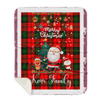 Personalized Gift Tartan Plaid Blanket Clan Kerr With Funny Santa Snowman Reindeer Merry Christmas Gift Sherpa Blanket, blue plaid sherpa blanket,blue tartan sherpa blanket,Buchan,buffalo plaid sherpa blanket,christmas sherpa blanket,Christmas Throw Blanket