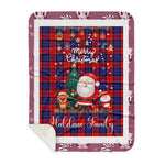 Personalized Gift Tartan Plaid Blanket Clan Haldane With Funny Santa Snowman Reindeer Merry Christmas Gift Sherpa Blanket, blue plaid sherpa blanket,blue tartan sherpa blanket,Buchan,buffalo plaid sherpa blanket,christmas sherpa blanket,Christmas Throw Blanket
