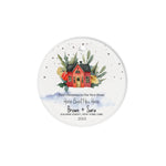Scotstee Shop - Personalize Name Family First Christmas New Home Watercolor House Red Ornament, First Christmas In Our New Home Ornament