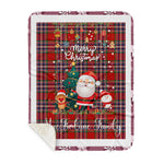Personalized Gift Tartan Plaid Blanket Clan MacFarlane Red With Funny Santa Snowman Reindeer Merry Christmas Gift Sherpa Blanket, blue plaid sherpa blanket,blue tartan sherpa blanket,Buchan,buffalo plaid sherpa blanket,christmas sherpa blanket,Christmas Throw Blanket