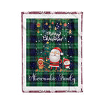 Personalized Gift Tartan Plaid Blanket Clan Abercrombie With Funny Santa Snowman Reindeer Merry Christmas Fleece Blanket, Home Living Room, Plaid Blanket, Tartan Blanket, Scottish Blanket, Buffalo fleece blanket, Christmas Blanket