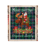 Personalized Gift Plaid Tartan Blanket Clan Urquhart Modern With Moose Lover Xmas Gift Santa Riding Christmas Fleece Blanket