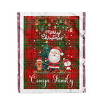 Personalized Gift Tartan Plaid Blanket Clan Comyn Red With Funny Santa Snowman Reindeer Merry Christmas Fleece Blanket, Home Living Room, Plaid Blanket, Tartan Blanket, Scottish Blanket, Buffalo fleece blanket, Christmas Blanket