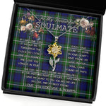 To My Beautiful Soulmate Sunflower Necklace In Your Eyes I Have Found My Home Clan Forbes Tartan Jewelry For Girlfriend, Tartan Sunflower Pendant Necklace, Scottish Tartan Jewelry, valentine necklace, necklace girlfriend, necklace for wife, cute necklaces for girlfriend, jewelry for girlfriend, to my soulmate necklace, to my future wife necklace