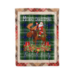 Personalized Gift Plaid Tartan Blanket Clan Tweedside With Moose Lover Xmas Gift Santa Riding Christmas Fleece Blanket