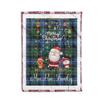 Personalized Gift Tartan Plaid Blanket Clan MacRae Hunting Ancient With Funny Santa Snowman Reindeer Merry Christmas Fleece Blanket, Home Living Room, Plaid Blanket, Tartan Blanket, Scottish Blanket, Buffalo fleece blanket, Christmas Blanket