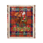 Personalized Gift Plaid Tartan Blanket Clan Nicolson Ancient With Moose Lover Xmas Gift Santa Riding Christmas Fleece Blanket