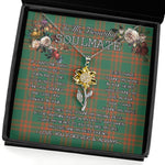 To My Beautiful Soulmate Sunflower Necklace In Your Eyes I Have Found My Home Clan Menzies Green Ancient Tartan Jewelry For Girlfriend, Tartan Sunflower Pendant Necklace, Scottish Tartan Jewelry, valentine necklace, necklace girlfriend, necklace for wife, cute necklaces for girlfriend, jewelry for girlfriend, to my soulmate necklace, to my future wife necklace