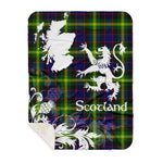 Sherpa Blanket - Tartan Blanket Thistle and Lion Scottish Clan Watson Modern Plaid Blanket, plaid sherpa blanket queen,purple sherpa blanket,queen sherpa blanket,queen size sherpa blanket,red sherpa blanket,scottish tartan blankets,sherpa blanket,sherpa christmas blanket
