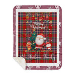 Personalized Gift Tartan Plaid Blanket Clan MacFarlane Red With Funny Santa Snowman Reindeer Merry Christmas Gift Sherpa Blanket, blue plaid sherpa blanket,blue tartan sherpa blanket,Buchan,buffalo plaid sherpa blanket,christmas sherpa blanket,Christmas Throw Blanket