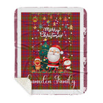 Personalized Gift Tartan Plaid Blanket Clan Lumsden Modern With Funny Santa Snowman Reindeer Merry Christmas Gift Sherpa Blanket, blue plaid sherpa blanket,blue tartan sherpa blanket,Buchan,buffalo plaid sherpa blanket,christmas sherpa blanket,Christmas Throw Blanket