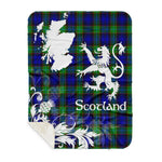 Sherpa Blanket - Tartan Blanket Thistle and Lion Scottish Clan Sempill Plaid Blanket, plaid sherpa blanket queen,purple sherpa blanket,queen sherpa blanket,queen size sherpa blanket,red sherpa blanket,scottish tartan blankets,sherpa blanket,sherpa christmas blanket