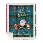 Personalized Gift Tartan Plaid Blanket Clan Davidson Ancient With Funny Santa Snowman Reindeer Merry Christmas Gift Sherpa Blanket, blue plaid sherpa blanket,blue tartan sherpa blanket,Buchan,buffalo plaid sherpa blanket,christmas sherpa blanket,Christmas Throw Blanket