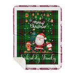 Personalized Gift Tartan Plaid Blanket Clan Kirkcaldy With Funny Santa Snowman Reindeer Merry Christmas Gift Sherpa Blanket, blue plaid sherpa blanket,blue tartan sherpa blanket,Buchan,buffalo plaid sherpa blanket,christmas sherpa blanket,Christmas Throw Blanket