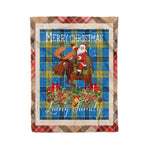 Personalized Gift Plaid Tartan Blanket Clan Laing With Moose Lover Xmas Gift Santa Riding Christmas Fleece Blanket