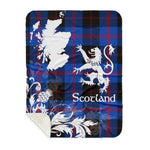 Sherpa Blanket - Tartan Blanket Thistle and Lion Scottish Clan Angus Modern Plaid Blanket, plaid sherpa blanket queen,purple sherpa blanket,queen sherpa blanket,queen size sherpa blanket,red sherpa blanket,scottish tartan blankets,sherpa blanket,sherpa christmas blanket